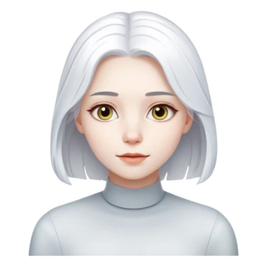 A young woman, but with white hair, named Gloria. She will be used as an artificial intelligence character on a website sticker