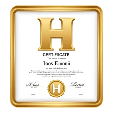certificate with the letter H inside, simple style sticker
