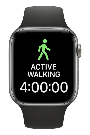 smartwatch con modalità attiva di camminata che segna 4 ore di camminata, REALISTICA 4K sticker
