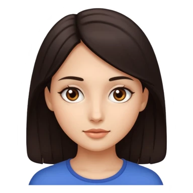 Make an emoji of a girl with smooth, radiant skin, dark hair and brown eyes sticker