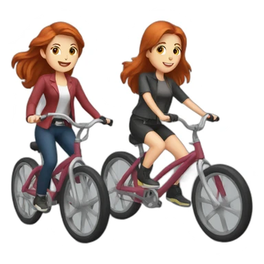 Brunette and redhead riding bikes sticker