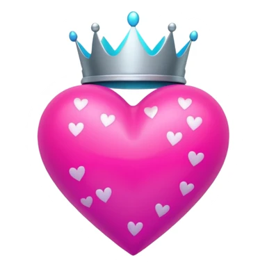 neon heart with a silver bow with heart pattern on the bow and a crown sticker