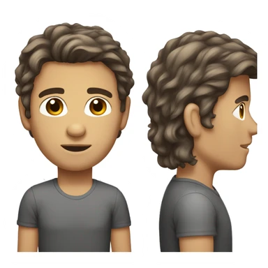 young man mullet brown hair not beard gray eyes sticker