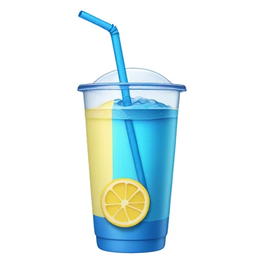 Blue straw in clear cup with light yellow drink in it sticker