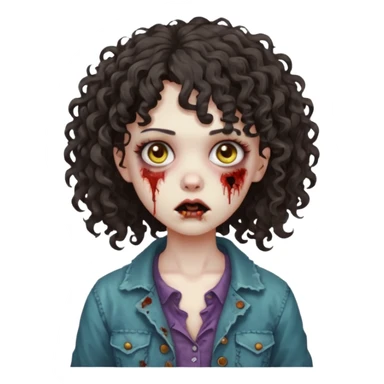Zumbie girl with curly hair, with curly bangs sticker