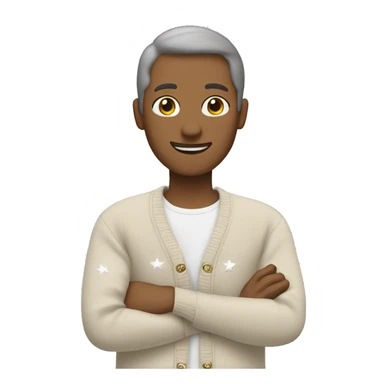 white tan cardigan with 3 gray stars on the sleeves sticker