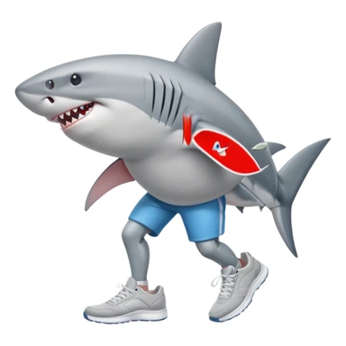 Un tiburón con pata y que tengan unas zapatillas  sticker