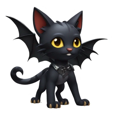 Cool Edgy Litten-Nargacuga-Cat with black bat-wing-ears full body sticker