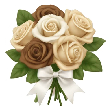 Beige and Brown roses Bouquet with white bow sticker