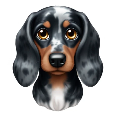 Black merle mini dachshund with one blue eye and one brown eye sticker