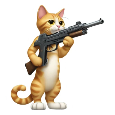 cat holding a gun sticker
