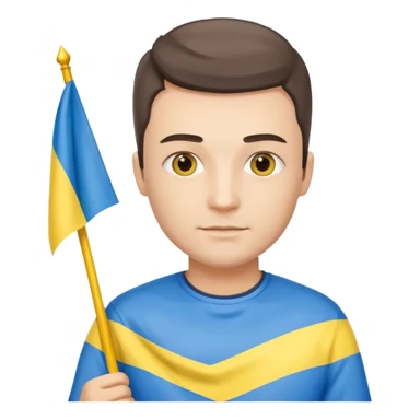 a Ukrainian man with the flag of Ukraine sticker