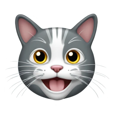 Grey cat with white mouth smiling sticker