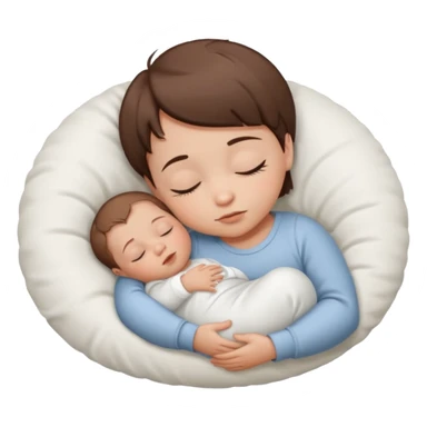 Sleeping baby, brown short hair, in a white color palette sticker