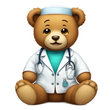 cute soft doctor teddy bear sitting sticker