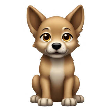 4 short legs a light brown puppy-like wolf with black ears sticker