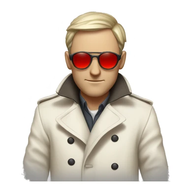 <excerpt>
A white man with real short hair, short mutton shops donning small red tinted sun glasses in a dirty white trench coat, is an alchemist.
</excerpt> sticker