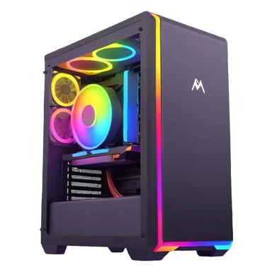 gaming PC with intense rainbow RGB lighting effects sticker