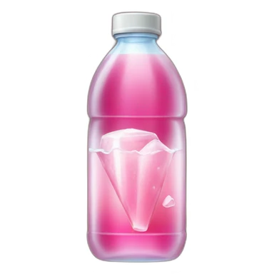 cristaline little plastic bottle with pink drink and ice cubes sticker