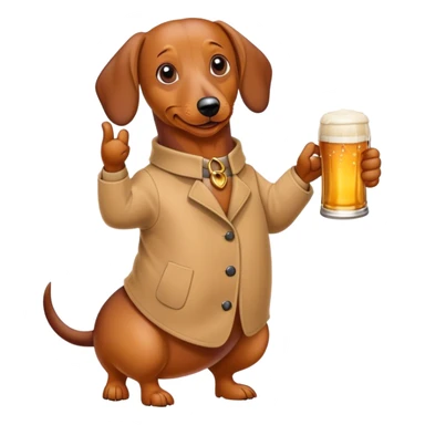 Wiener dog holding a beer sticker