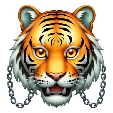 ghost tiger face transparent with chains and eerie glow for Twitch emote sticker