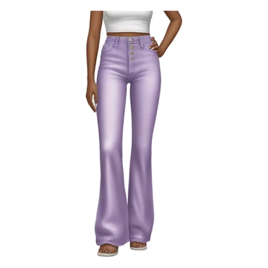 Realistic long Wide leg high waisted lilac velour jeans, isolated sticker