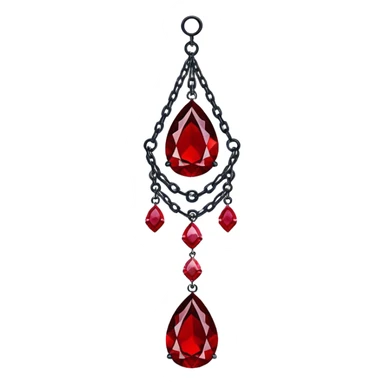 Epic Hanging suncatcher, chains with shiny sparkly with ruby-gemstones and obsidian-gemstones,  sticker