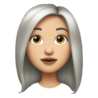 White girl with black thick waxy hair, middle hair parting and juicy lips sticker