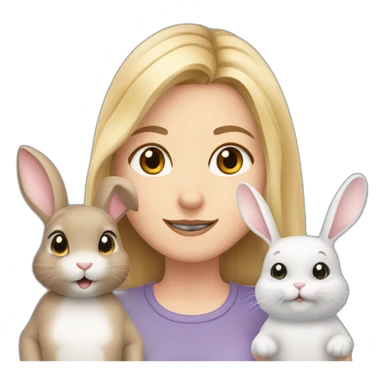 White Girl anD two bunnies sticker