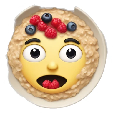 oatmeal with berries in a plate without a face sticker