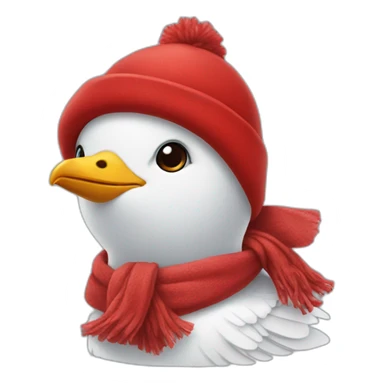 a seagull in a red hat and a red scarf sticker