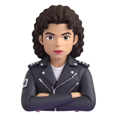 Michael Jackson in his 'Bad' era, black leather jacket, curly hair, intense expression, pose 3 sticker
