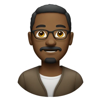 black man with glasses, mustache and goatee sticker