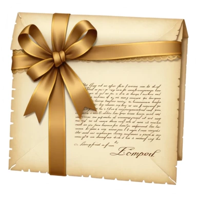 Lace-trimmed Letter
A delicate handwritten letter on ivory parchment, tied with a golden silk ribbon and edged in fine vintage lace — the ink a warm shade of brown, slightly smudged from emotion. sticker
