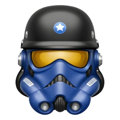 a blueberry wearing a black star wars death trooper helmet sticker