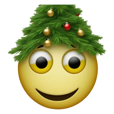 Smiley face with Christmas tree eyes  sticker