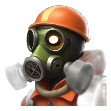 Pyro from Team fortress 2 with gas mask, happy sticker