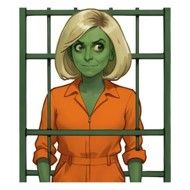 Bridgette macron manly behind bars in an orange jumpsuit sticker