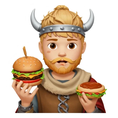 young boy viking eating burger sticker