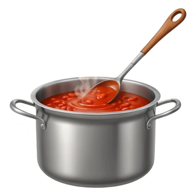 Big cauldron of tomato sauce being cooked in a tall stainless steel pot with a massive wooden spoon   sticker