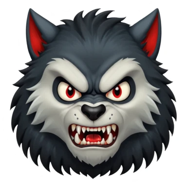 Create an emoji of Werewolf half bodied till waist sharp nails angry face black sticker