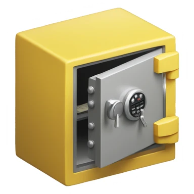 3d  isometric small safe in yellow sticker