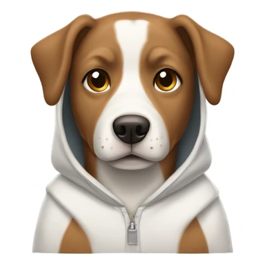 brown and white dog wearing a hoodie  sticker