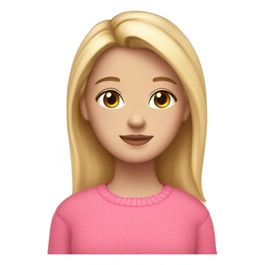 Pretty white girl with blonde layered hair and hazel eyes pink sweaters standing cozy sticker