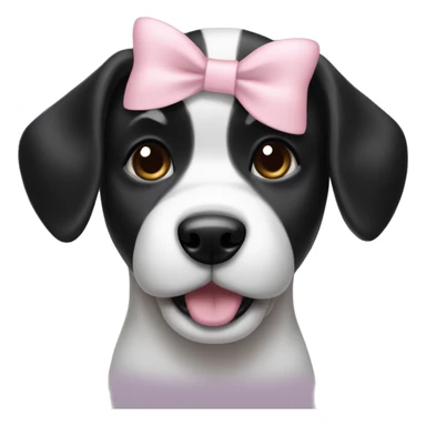 Black and white dog with a light pink bow sticker