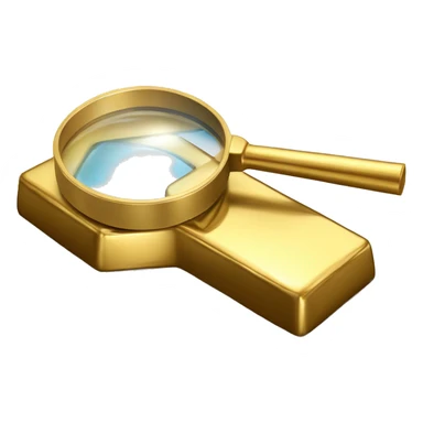 magnifying glass on top of fine gold bar sticker