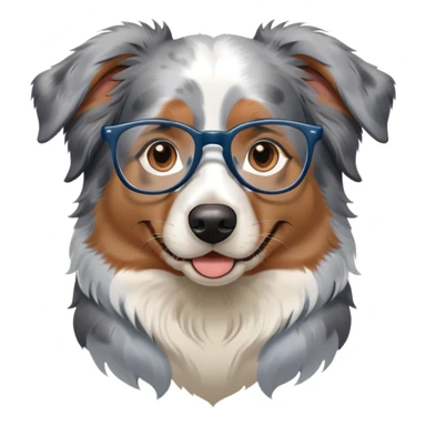 Blue Merle Australian shepherd with glasses on sticker
