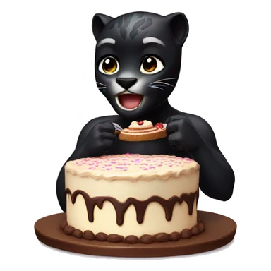 black panther eating cake sticker