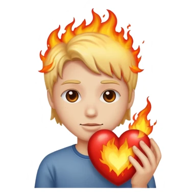 Cœur en feu avec u sticker