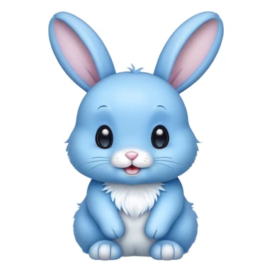 cute blue rabbit, light blue bunny rabbit, happy sticker